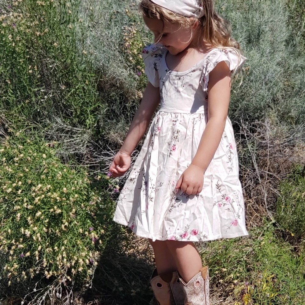 Floral Linen Dress & headband